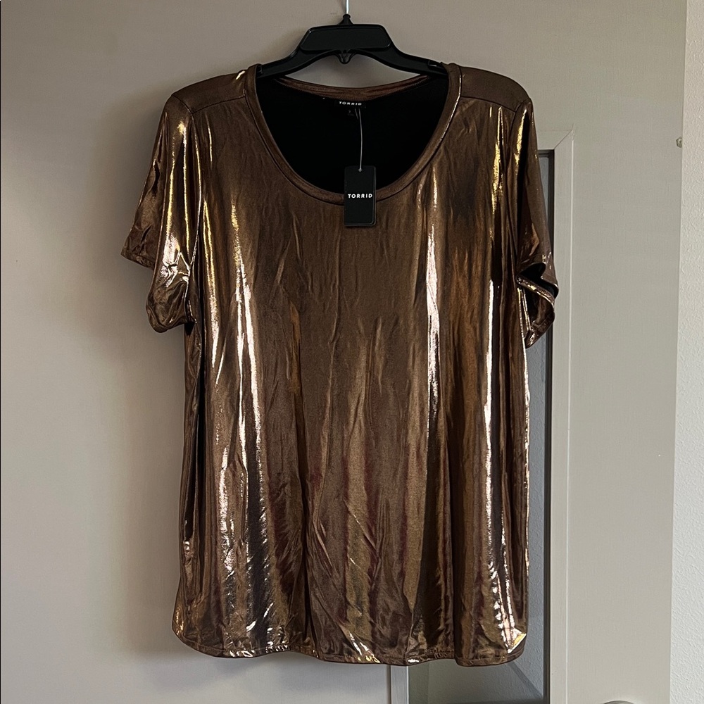 Torrid Shimmering Bronze Short Sleeve Top